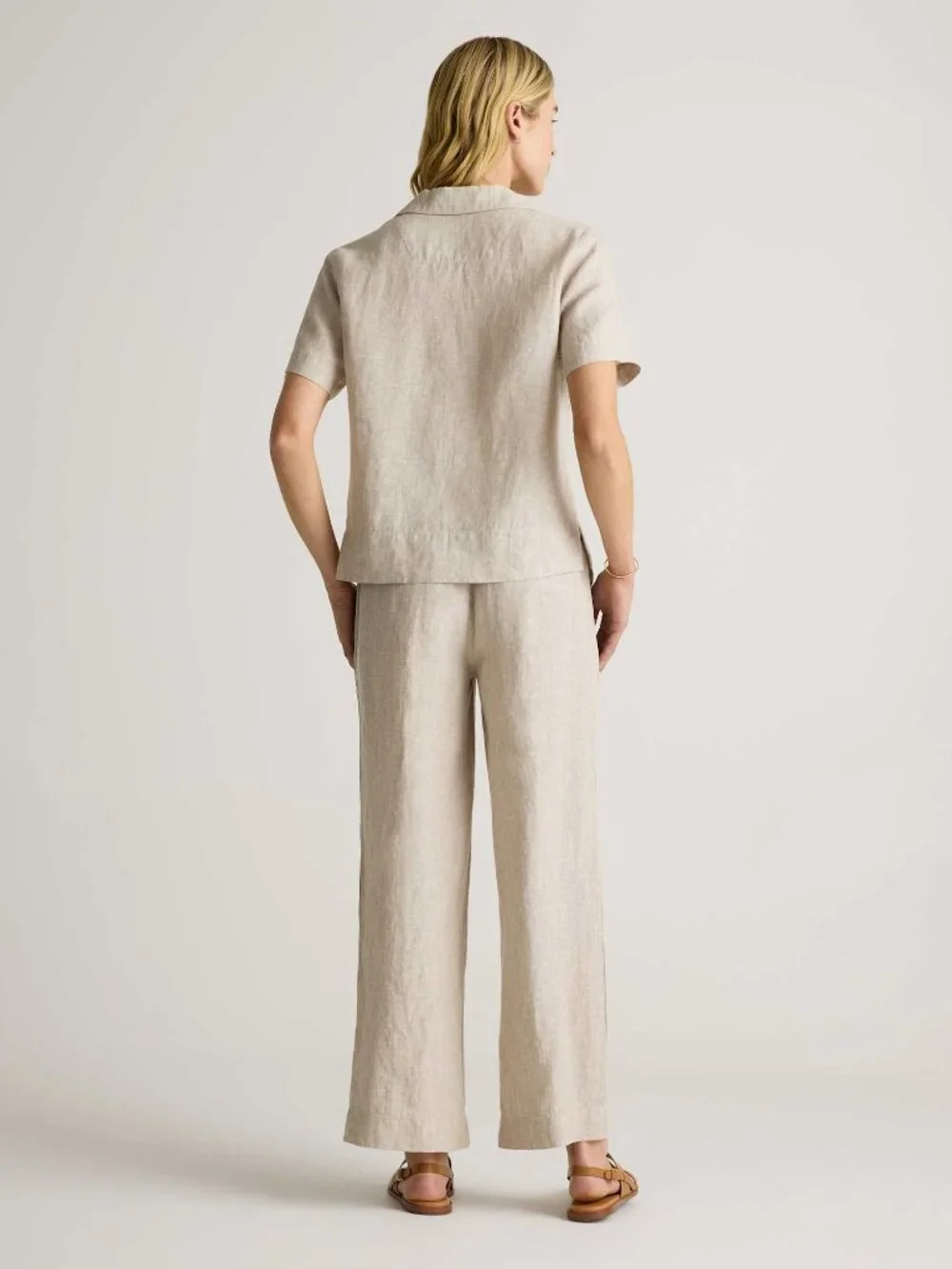 100% European Linen Wide Leg Pants in Flax